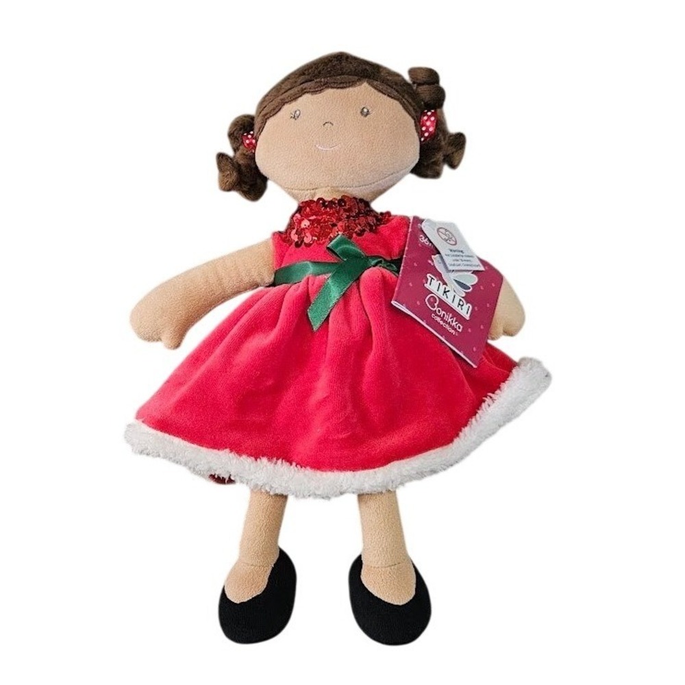 Tikiri Bonikka Collection Holiday Rag Doll Red Velvet Sequin Dress Plush